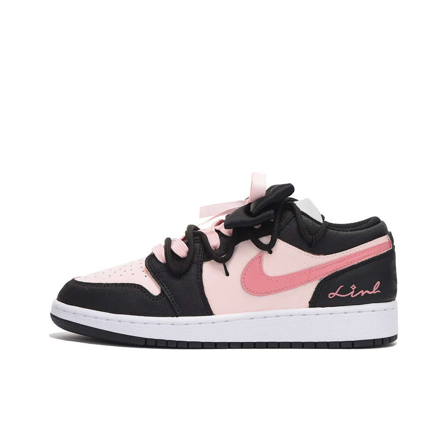 Custom Air Jordan 1 Black Pink Low With DIY Fonts