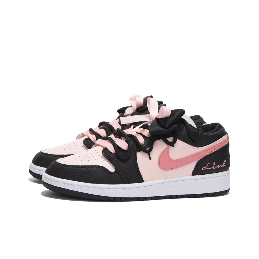 Custom Air Jordan 1 Black Pink Low With DIY Fonts