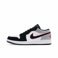 Custom Air Jordan 1 White Grey Black Swoosh With Red Stroke