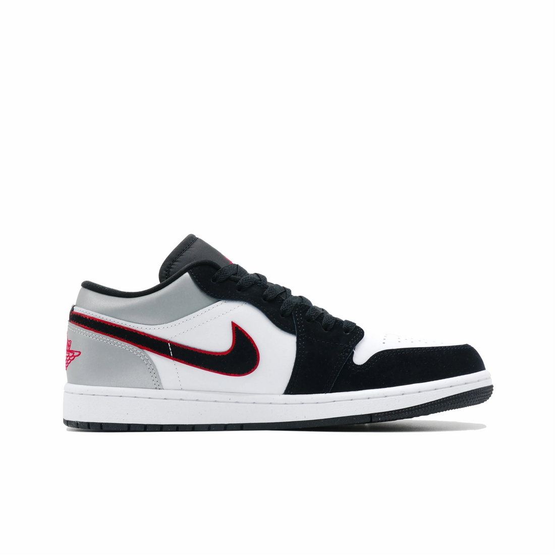 Custom Air Jordan 1 White Grey Black Swoosh With Red Stroke