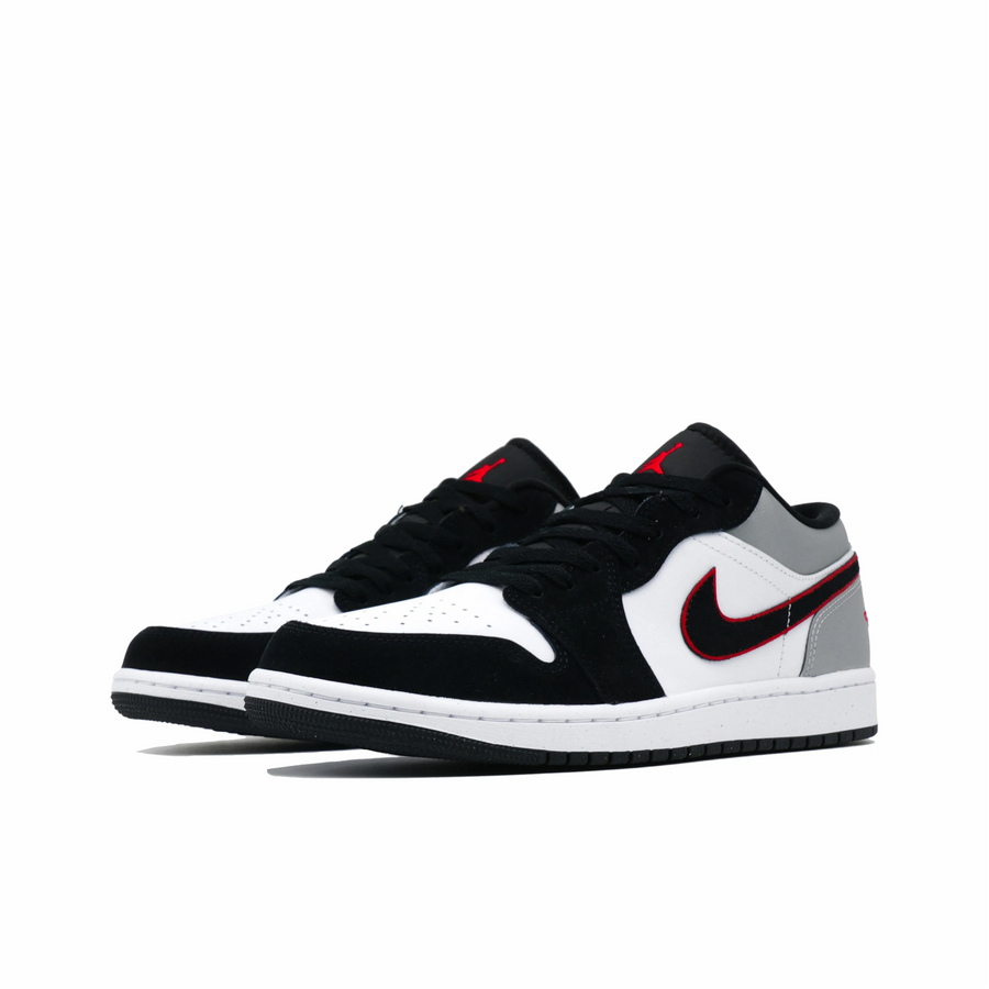 Custom Air Jordan 1 White Grey Black Swoosh With Red Stroke