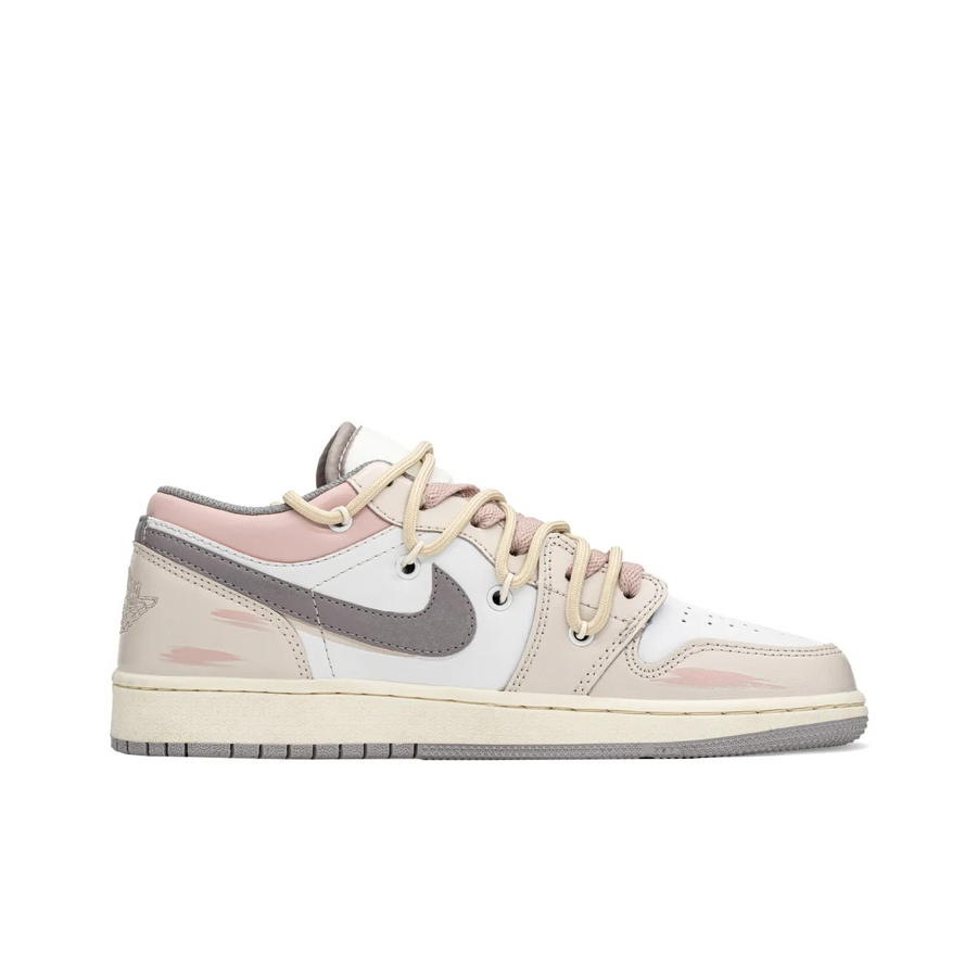 Custom Air Jordan 1 Light Pink Grey Hand Drawn Roses