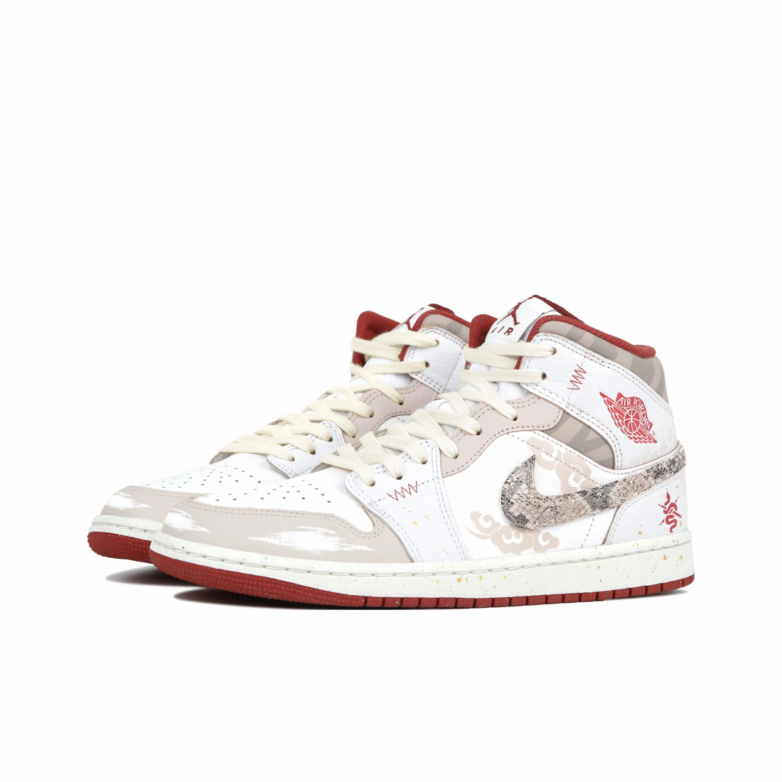 Custom Air Jordan 1 White Grey Red Snake High