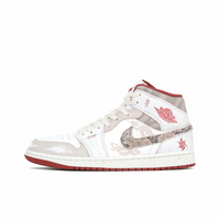 Custom Air Jordan 1 White Grey Red Snake High