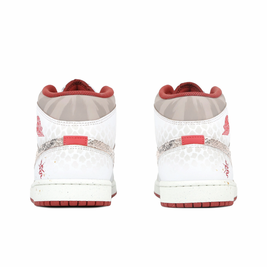 Custom Air Jordan 1 White Grey Red Snake High