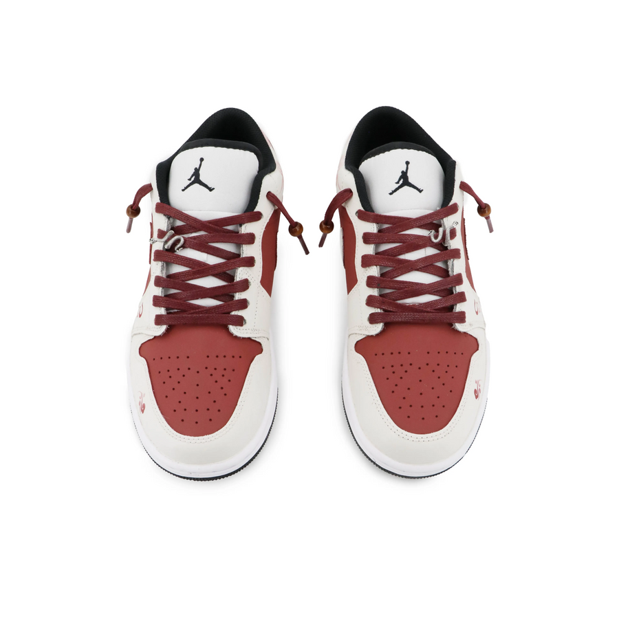 Custom Air Jordan 1 Beige Red Snake Texture