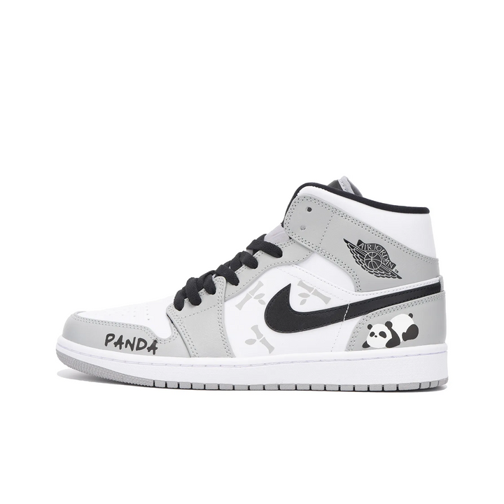 Custom Air Jordan 1 Grey Black White Panda Cartoon