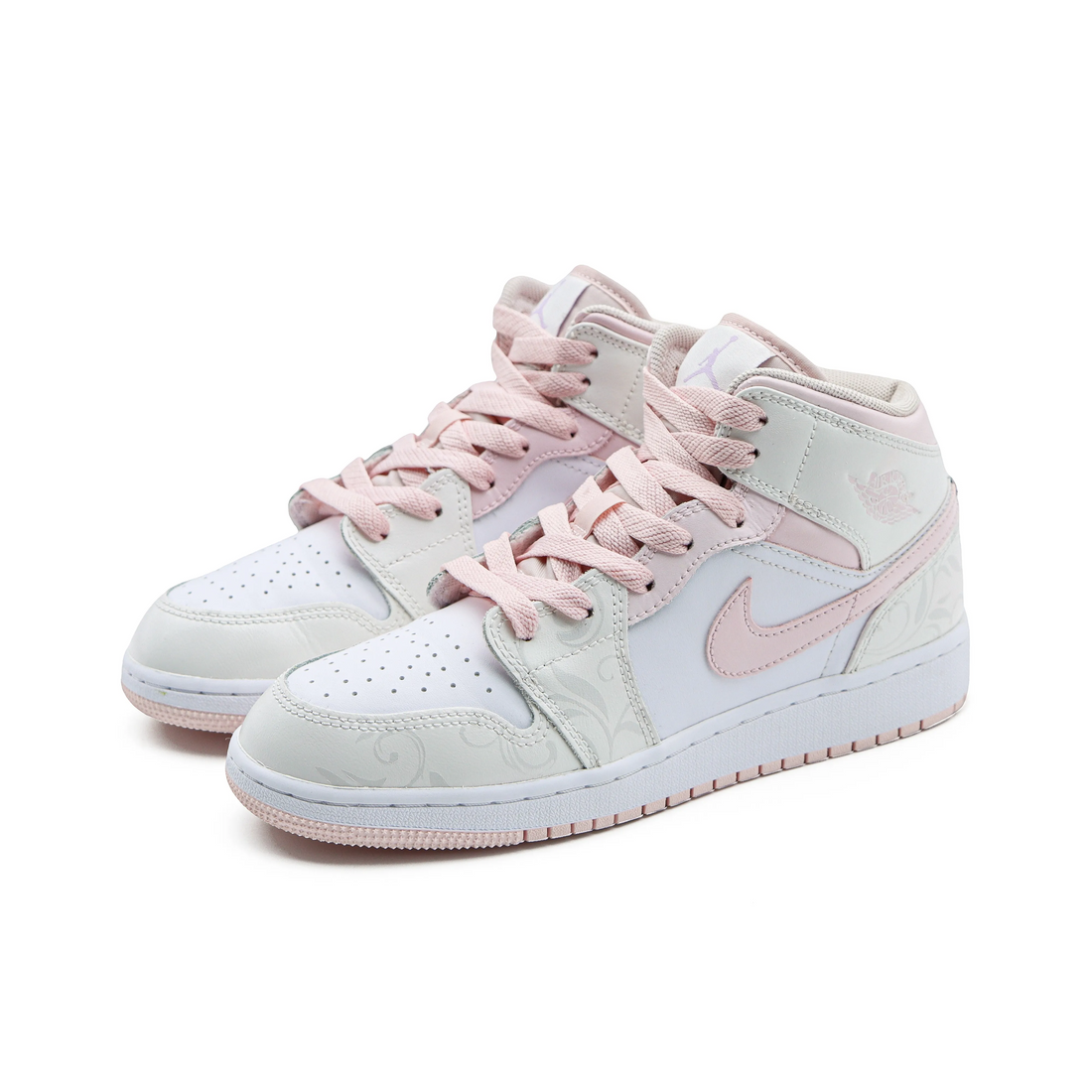 Custom Air Jordan 1 Pink Beige With Leaf Pattern