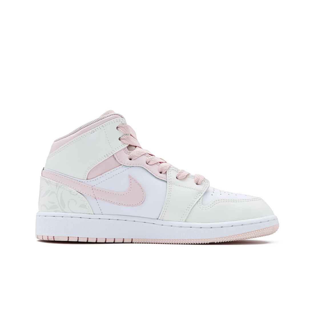 Custom Air Jordan 1 Pink Beige With Leaf Pattern