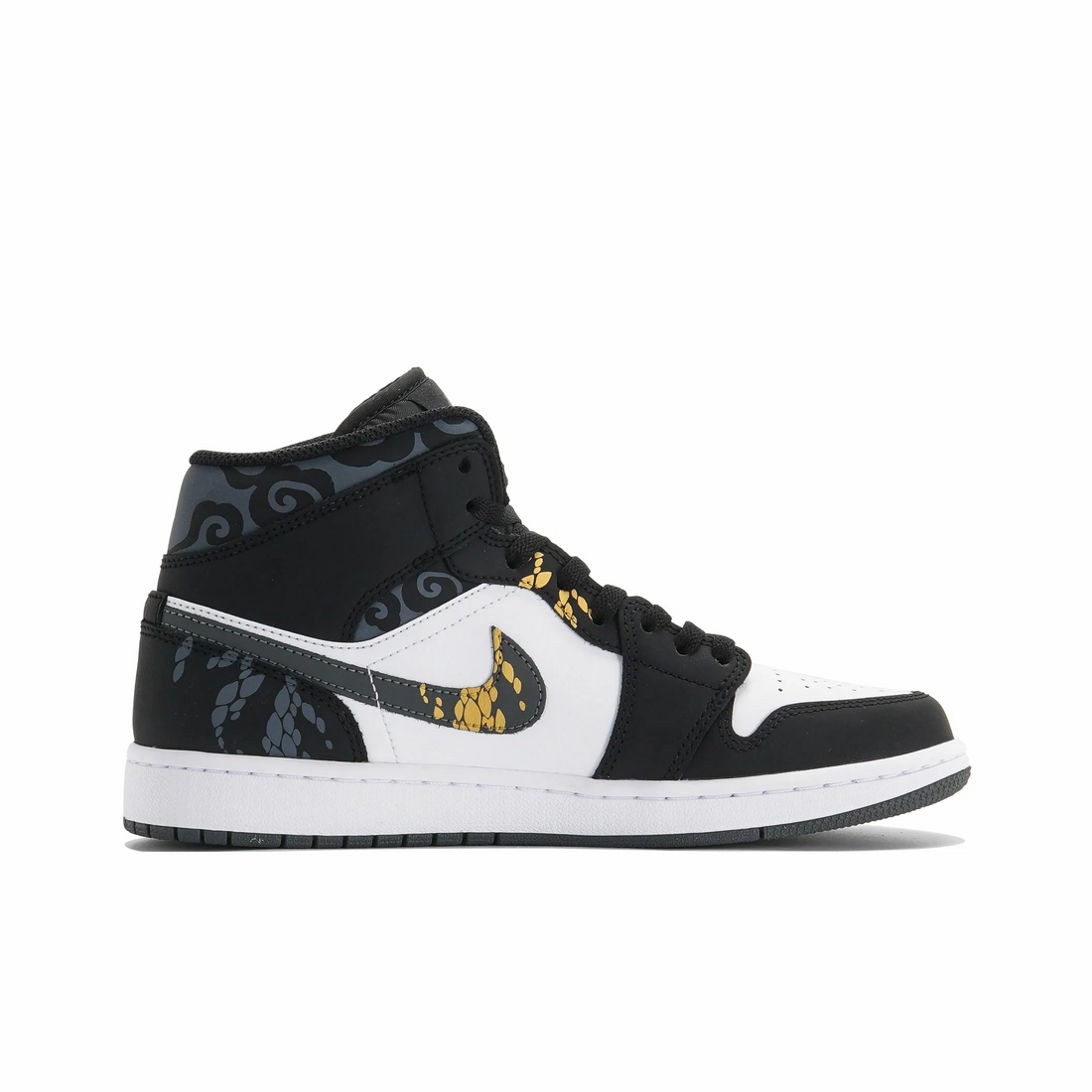 Custom Air Jordan 1 Black Gold Snake Scale Pattern And Pendant