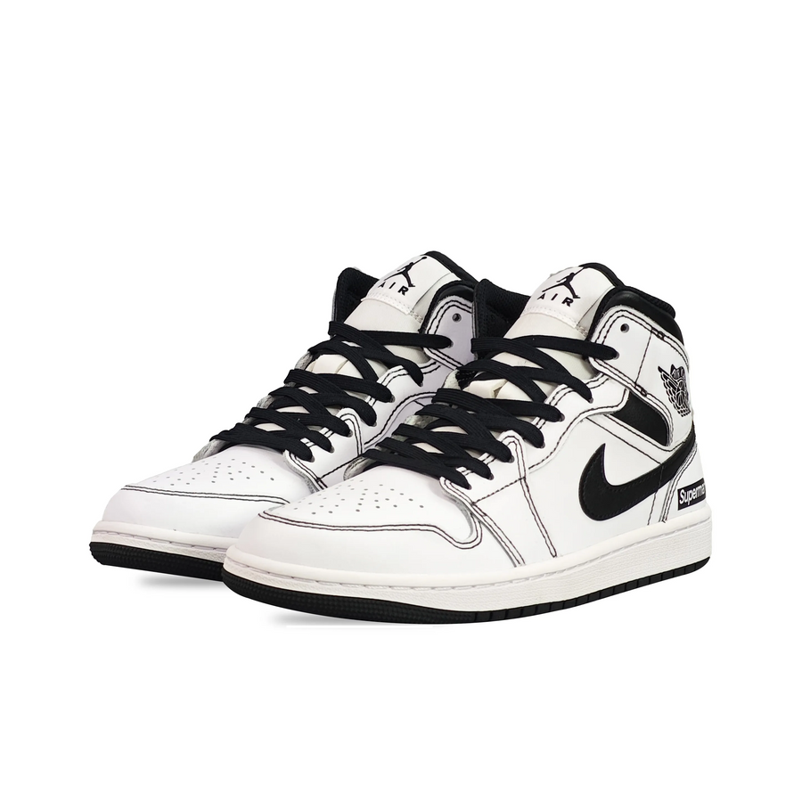 Custom Air Jordan 1 White Black Stitching High