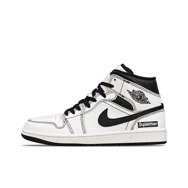 Custom Air Jordan 1 White Black Stitching High