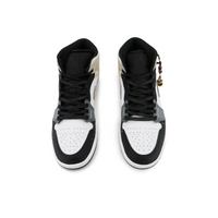 Custom Air Jordan 1 Black Grey Khaki Snake Scales Swoosh Cobra