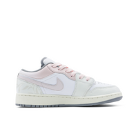 Custom Air Jordan 1 Beige With Leaf Pattern Pink Swoosh Low