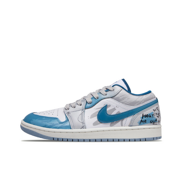 Custom Air Jordan 1 Blue Grey Graffiti Low