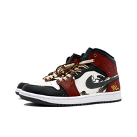 Custom Air Jordan 1 Red Black Snake Graffiti Gold Ink Splash