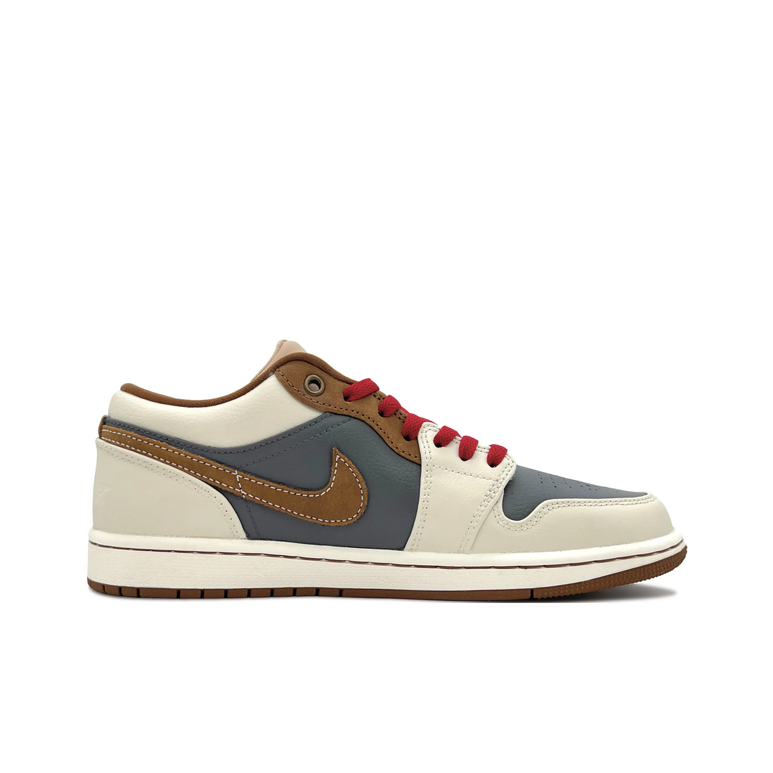 Custom Air Jordan 1 Grey Beige Khaki Red Low