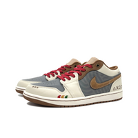 Custom Air Jordan 1 Grey Beige Khaki Red Low