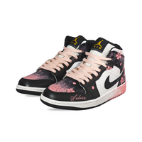 Custom Air Jordan 1 Black Pink Cherry Blossoms