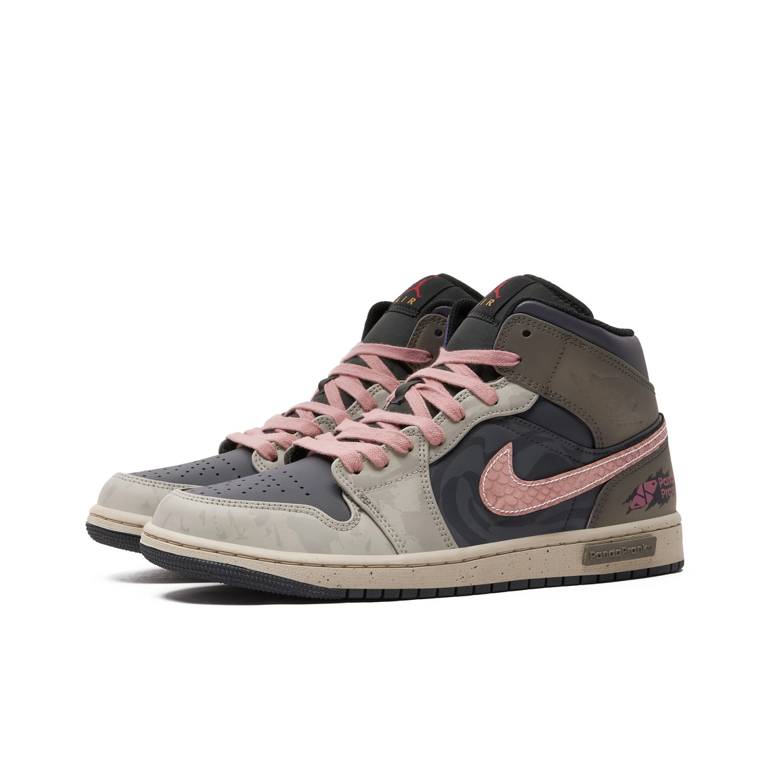 Custom Air Jordan 1 Dark Grey Merle Pink Scales Swoosh High