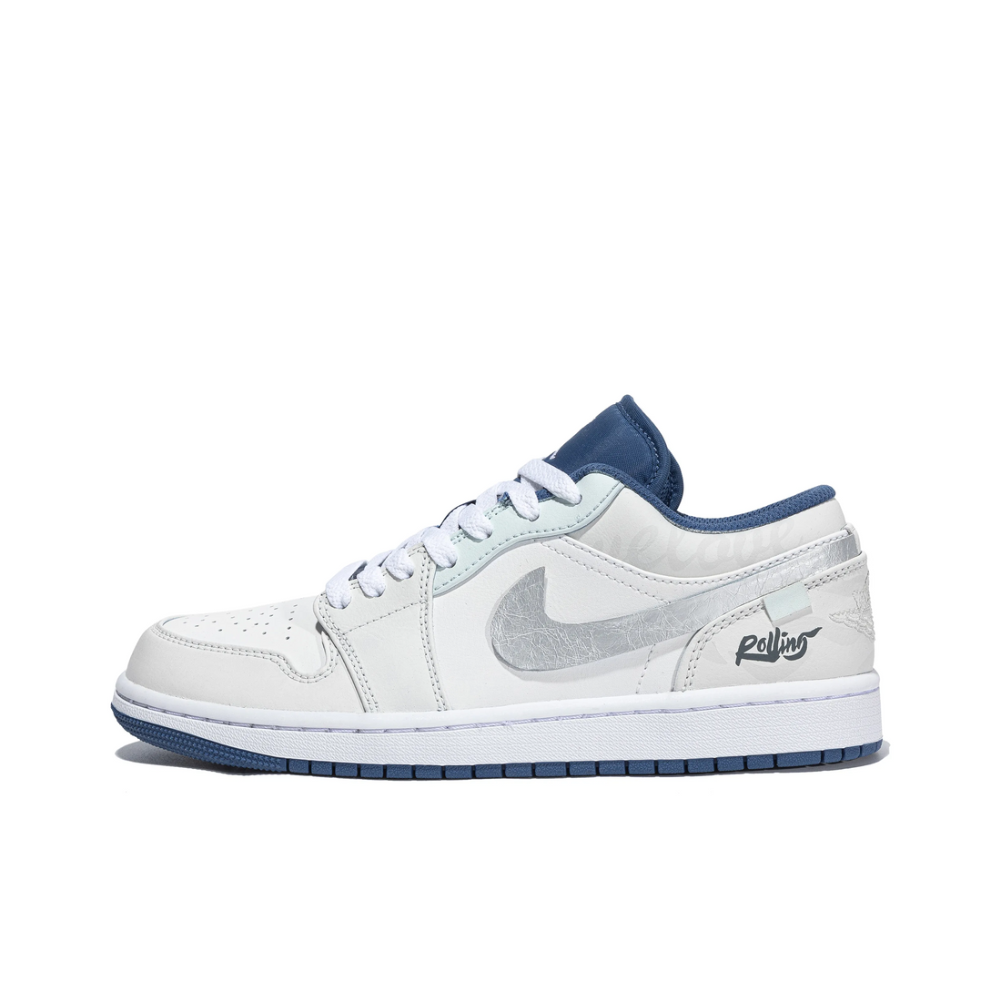 Custom Air Jordan 1 White Grey Blue Low