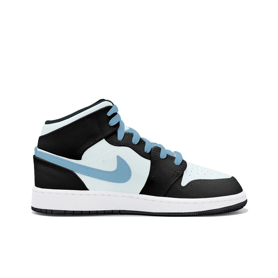 Custom Air Jordan 1 Light Mint Green Black Blue Swoosh