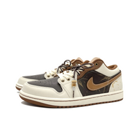 Custom Air Jordan 1 Beige Black Khaki Bamboo Hand Drawing