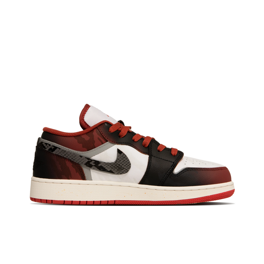 Custom Air Jordan 1 Red Black Orange Graffiti Black Grey Snake Scales Swoosh