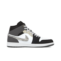 Custom Air Jordan 1 Black White Grey Snake Graffiti