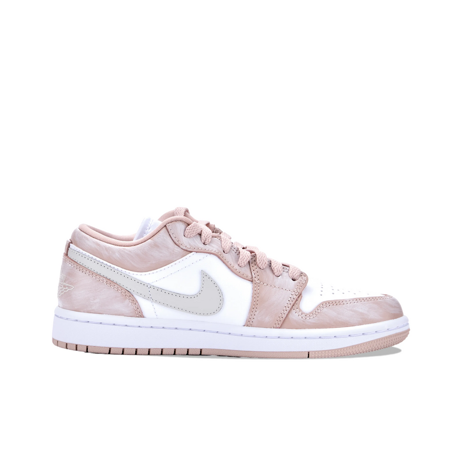 Custom Air Jordan 1 Pink White Graffiti Gold Swoosh Low