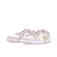 Custom Air Jordan 1 Pink White Graffiti Gold Swoosh Low