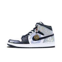 Custom Air Jordan 1 Black Grey White Graffiti Gold Ink Splash