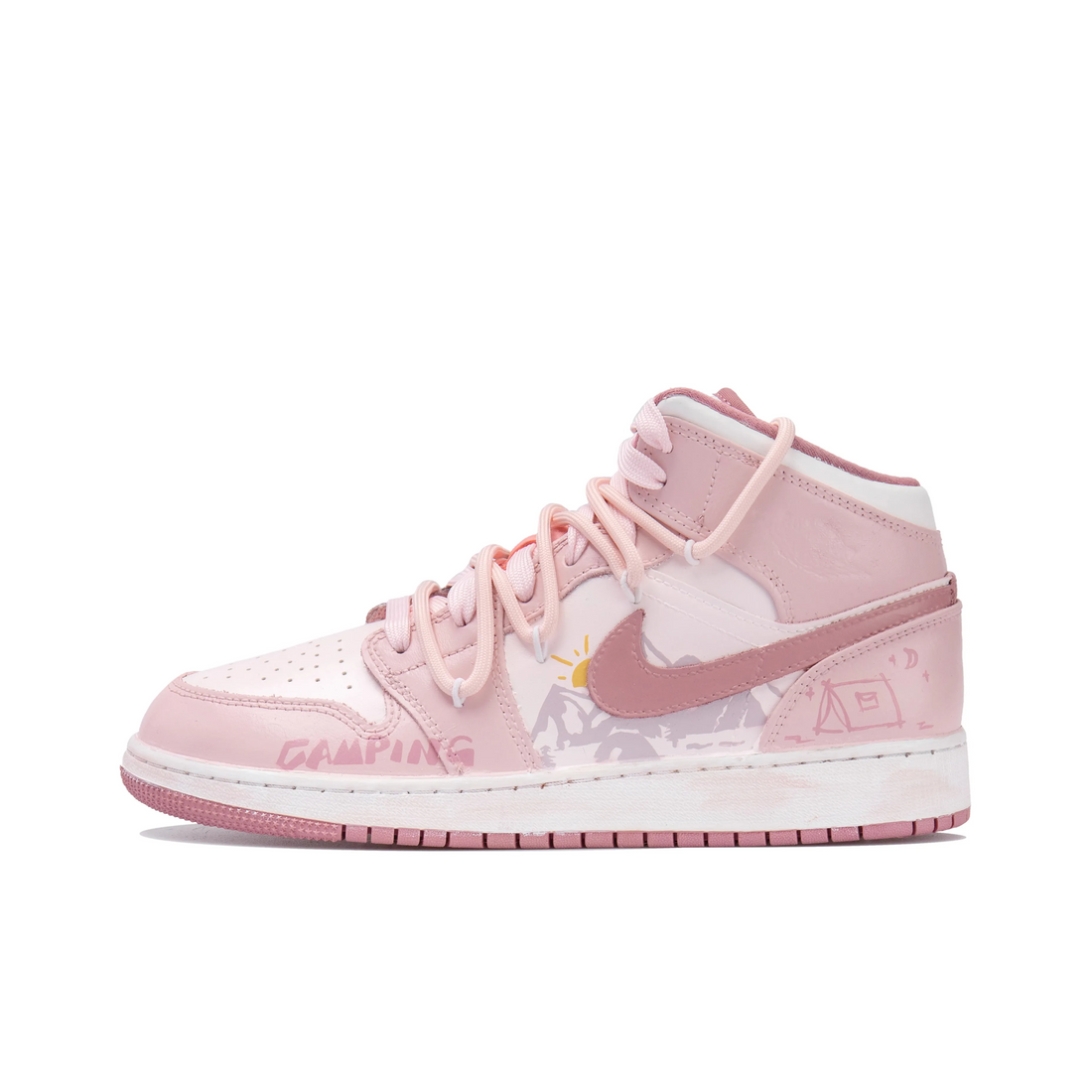 Custom Air Jordan 1 Pink Camping Graffiti High