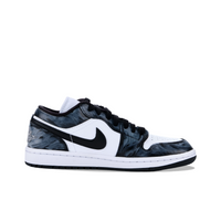 Custom Air Jordan 1 Black White Graffiti Blue Flame Low