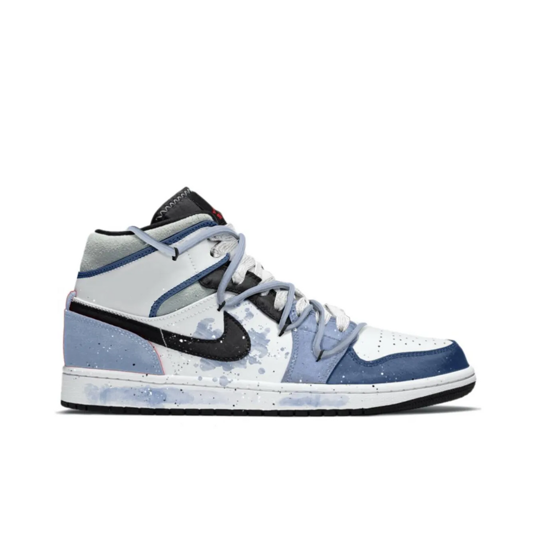 Custom Air Jordan 1 Grey-blue Black White Snake High