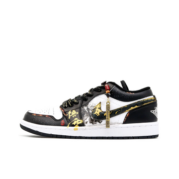 Custom Air Jordan 1 Black Gold Graffiti Low