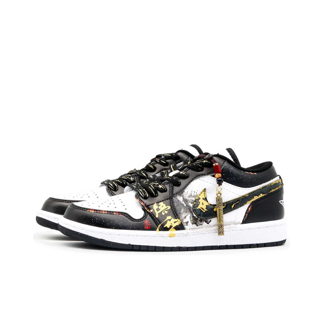 Custom Air Jordan 1 Black Gold Graffiti Low