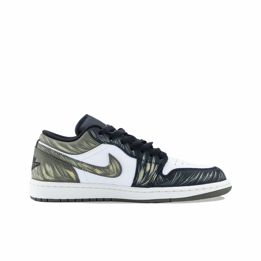 Custom Air Jordan 1 Dark Blue Green Gold Sun Low