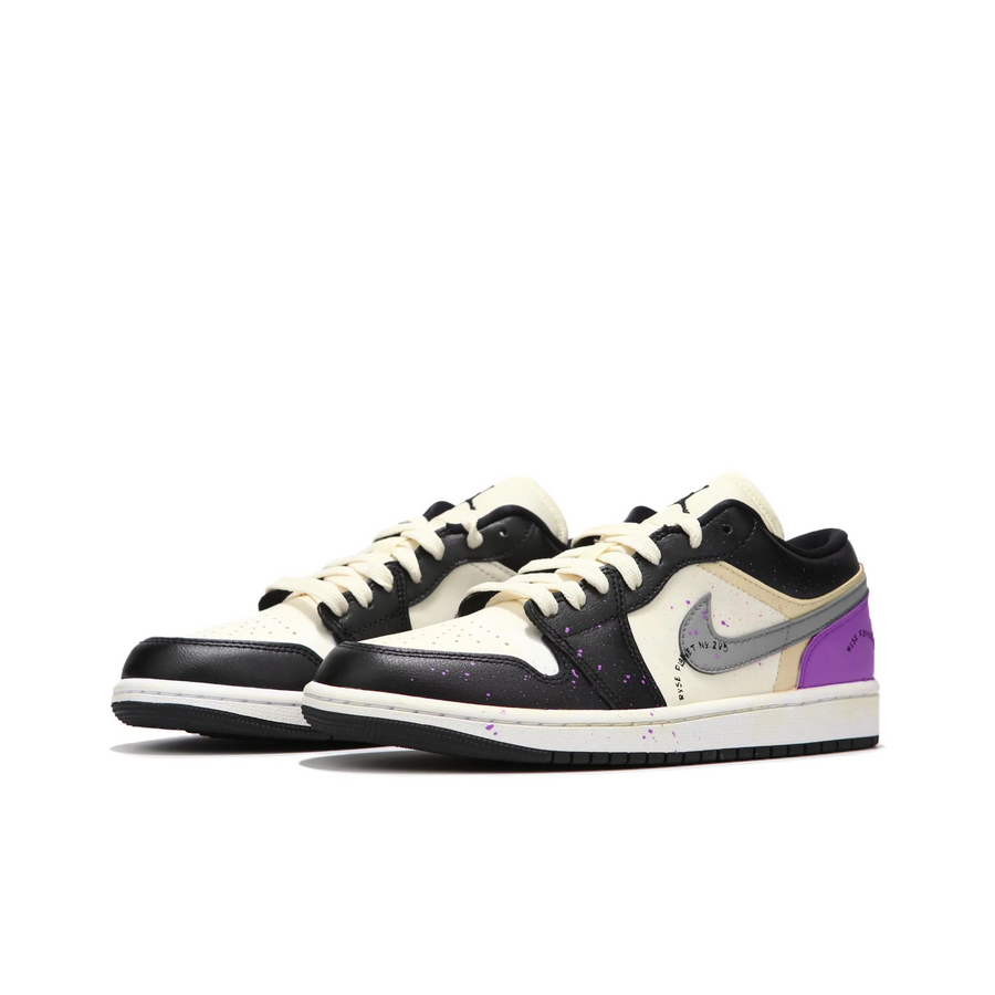 Custom Air Jordan 1 Black Purple Grey Low