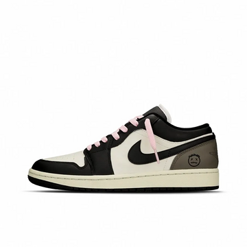 Custom Air Jordan 1 Black Brown Pink Shoelaces