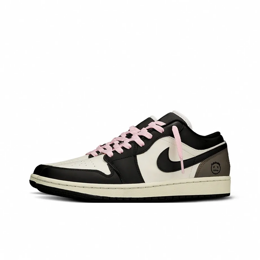 Custom Air Jordan 1 Black Brown Pink Shoelaces