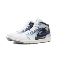 Custom Air Jordan 1 Blue Black White Falling Snow High