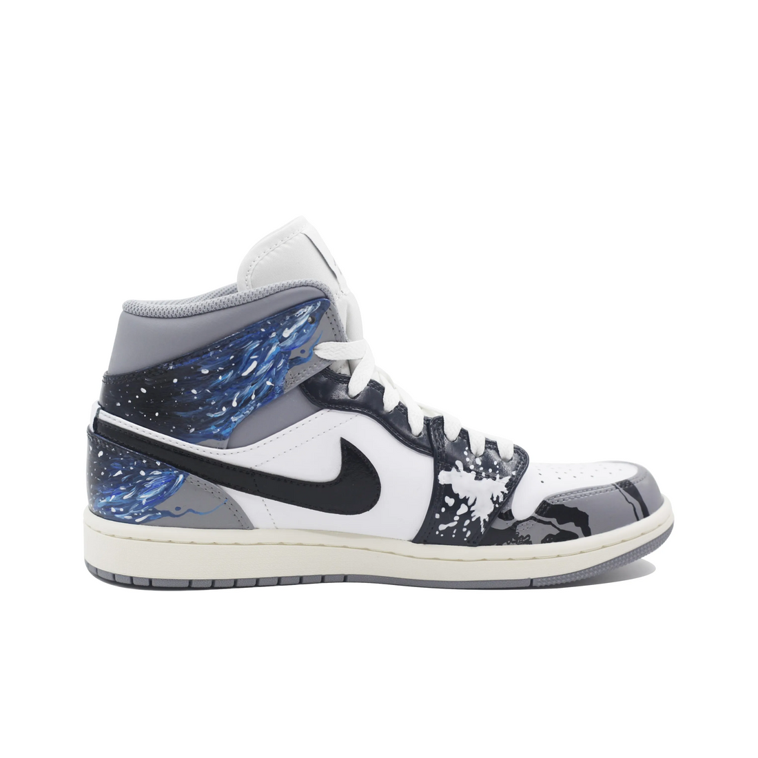 Custom Air Jordan 1 Blue Grey Black Landscape Painting