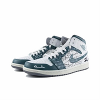 Custom Air Jordan 1 Blue-green White Mathematical Formula Doodle