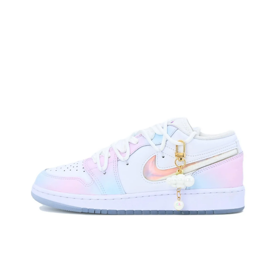 Custom Air Jordan 1 Pink Blue Gradient Colorful Jelly Swoosh Low