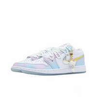 Custom Air Jordan 1 Pink Blue Gradient Colorful Jelly Swoosh Low