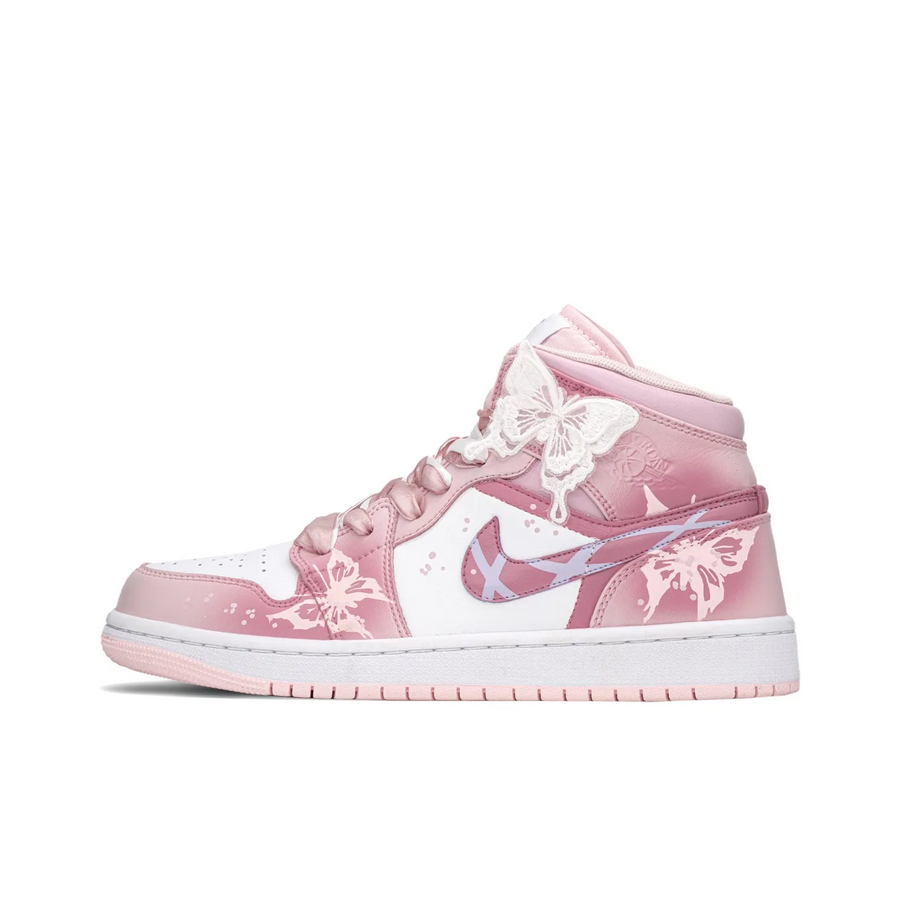 Custom Air Jordan 1 Pink White Butterflies