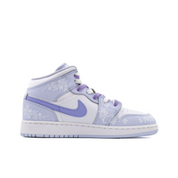 Custom Air Jordan 1 Pale Blue Purple White Floral Print