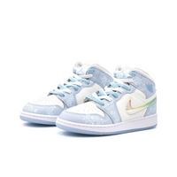 Custom Air Jordan 1 Off White Pale Blue White Floral Print