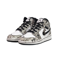 Custom Air Jordan 1 Grey Black Graffiti Crosses High